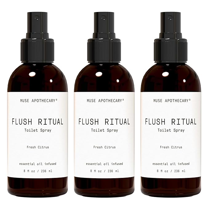 Muse Apothecary Flush Ritual - Aromatic & Refreshing Toilet Spray, Use Before You Go, 8 oz, Infused with Natural Essential Oils - Fresh Citrus, 3 Pack