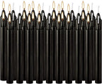 40-Pack of 4-Inch Black Taper Candles - Smokeless, Long-Burning (1.5 Hours Each) - Ideal for Dinners, Parties, Ceremonies, and Shabbat Observances