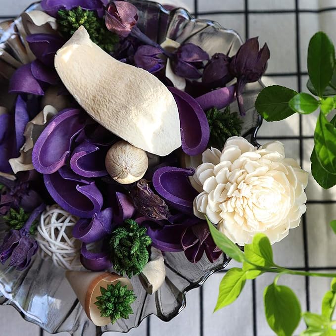 Qingbei Rina Potpourri Bowl Filler, Lavender Scented Potpourri Dried Flower,Decorative Vase Filler,Home Fragrance Perfume Sachet, Bathroom Decor, 9.8 Oz(Purple)