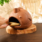 Large Fish-Shaped Terracotta Palo Santo Holder - Cone Burner for Sage,Chiminea Incense Dish with Chimney,Ideal for Meditation, Zen, Yoga, Spa & Wellness | Anxiety & Stress Relief Items