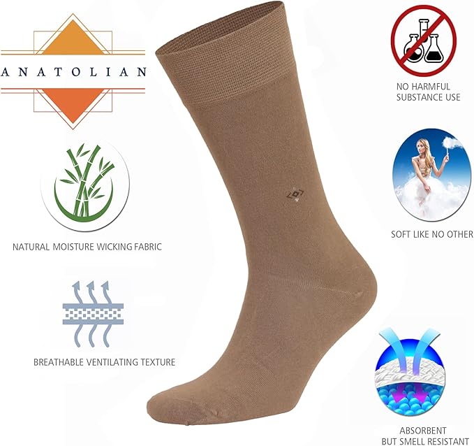 anatolian DRESS SOCKS Natural Comfortable Soft Classy - Made In TURKEY for Men Women Dress or Casual Footwear