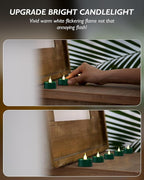 BEICHI Green Flameless Candles, 24-Pack LED Tea Lights Candles Battery Operated, Electric Fake Tealight Candles, Votive Candles Bulk for Halloween, Christmas, Party, Mardi Gras