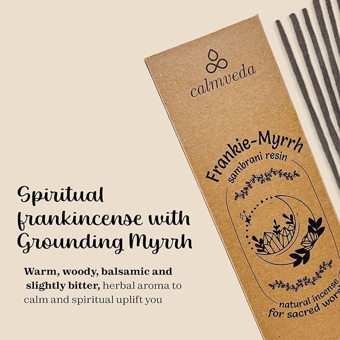 Organic Frankincense Resin Incense Sticks - (40+ Sticks) Thick Natural Charcoal Free Incense | Church for Catholic Worship Made with Frankincense and Myrrh Resin (Loban Olibanum)