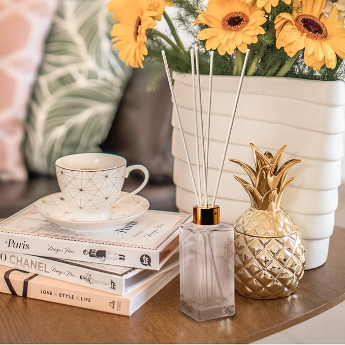 100 Pieces Fiber Reed Diffuser Replacement Refill Sticks (8" x 3mm, White)