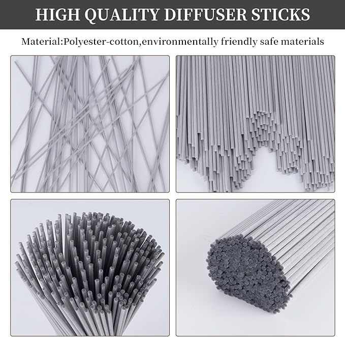 130Pcs Reed Diffuser Sticks - 10"/3mm Grey Fiber Reed Sticks for Home and Bathroom - For Fiber Reed Diffusers (Gray 10"/25cm)