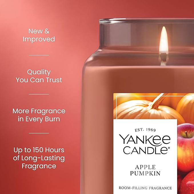 Yankee Candle Apple Pumpkin, Fall Scented Candle, 22oz Large Jar with up to 150 Hour Burn Time