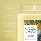 Yankee Candle Sicilian Lemon Scented Candle, 22oz Large Jar with up to 150 Hour Burn Time, Giftable, Holidays
