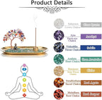 Jovivi Crystal Incense Holder for Sticks, Rose Quartz Healing Crystal Stone Money Tree Buddha Statue Set Incense Burner, Incense Trays for Wealth, Good Luck,Yoga Meditation Home Decor