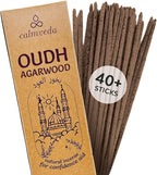 Mystic Oud Agarwood Incense Sticks - (40+Sticks, 9 inch) Thick Natural Resin Incense Made from Assam Oudh Chips, Clean Charcoal Free | Infuse Luxury with These Exotic Oud Incense (Burn Time 45+ mins)