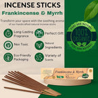 Bless-International-Frankincense-and-Myrrh 100%-Natural-Handmade-Incense-Sticks Organic-Chemicals-Free-for-Relaxation-Positivity-Yoga-Meditation 12-Inches-1-Hour-Plus-Burning-Time-75-Sticks-7-OZ