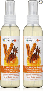 Air Freshener Spray - Odor Eliminator w/Essential Oils - Home, Car & Fabric - Cruelty Free & Vegan - 2 - Citrus & Spice - 2 x 4 fl oz