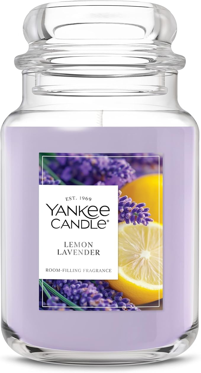 Yankee Candle Lemon Lavender Scented Candle, 22oz Large Jar with up to 150 Hour Burn Time, Giftable, Birthdays