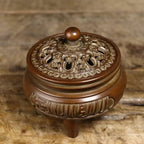 Brass Incense Burner Chinese Traditional Incense Burner Kit Zen Copper Incense Burner Office Home Yoga Room Sandalwood Burner Decoration Censer