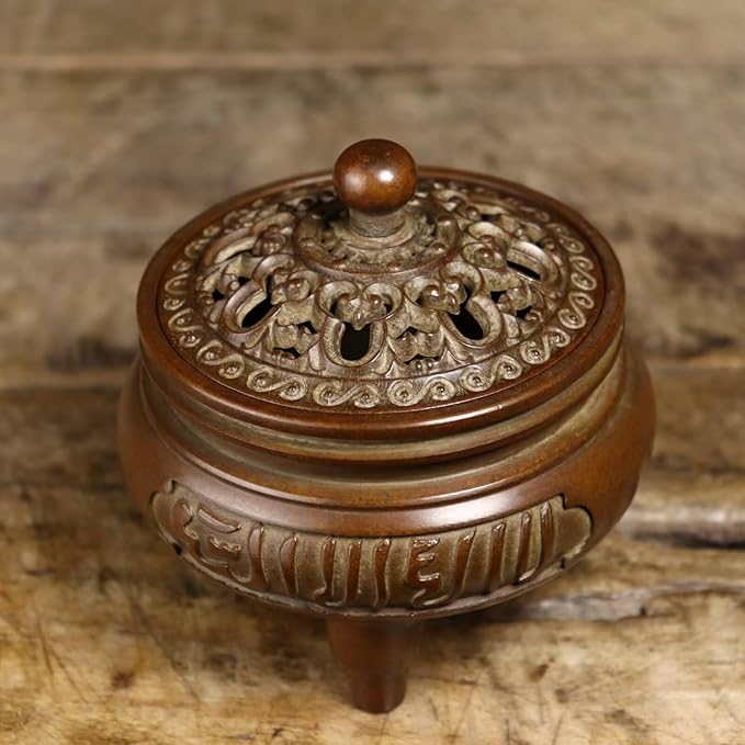 Brass Incense Burner Chinese Traditional Incense Burner Kit Zen Copper Incense Burner Office Home Yoga Room Sandalwood Burner Decoration Censer