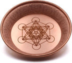 Copper Offering Prayer Ritual Bowl - Carving Metatron Brass Decorative Plate Great for use Witches,Smudging, Incense Burner Holder,Candle Dish, Ash Catcher,Jewelry Dish,Keys Basket
