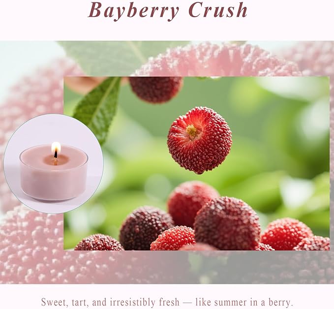 Scented Tea Lights Candles, Bayberry Crush, 16 Pack – Berry Red Scented Tealight Candles – 100% Palm Wax, 6 Hour Burn Aromatherapy Tea Light Votive Candle for Home, Holiday, Dinner