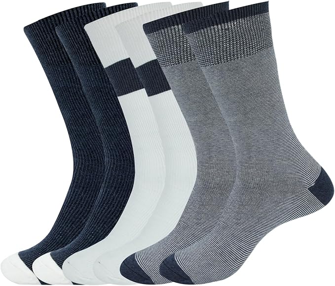 WANDER Men's Dress Socks Cotton Thin Classic Lightweight Socks 6/8 Pairs Solid & Patterned Soft Breathable Socks