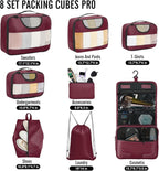 Veken 8 Set Packing Cubes for Travel Essentials, Suitcase Organizer Bags in 4 Sizes, Carry-On Luggage Accessories with Large Laundry & Hanging Toiletry Bag, Must-Have for Airplane, Road Trip & Camping