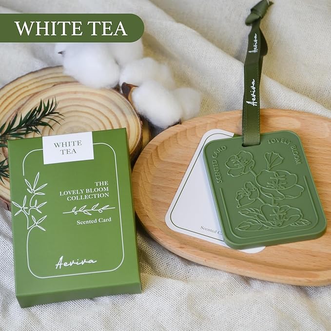 Car Air Freshener, 2 Pack White Tea Scented Sachets for Closet and Drawer, Long-Lasting Home Fragrance Sachets, Car Mirror Hanging Air Freshener & Accessories