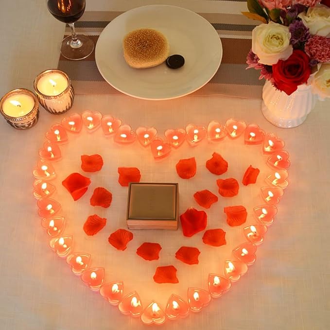 Tea Candles Heart Romantic Candle Small Sweet Wedding Party and Home 1.5-2 Hours Extended Burn Time Votive Parties Tealight Wishing Bulk Birthday Halloween Emergency Family 9 Pack (Purple)