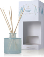 Thymes Petite Reed Diffuser Set – Includes Rattan Wood Sticks, Fragrance Oil, & Glass Bottle – Home Fragrance Oil Diffuser – Luxury Home Decor – Guest Bathroom Essentials (Washed Linen, 4 fl oz)