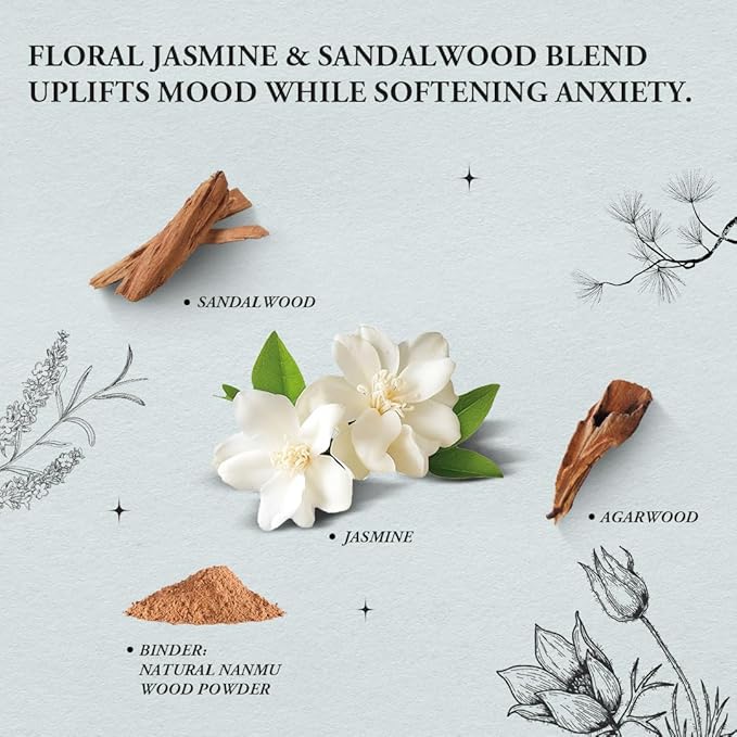 Uplift & Relax - Innergy Jasmine Incense Sticks, Natural Floral Essence Luxury Bath Incense