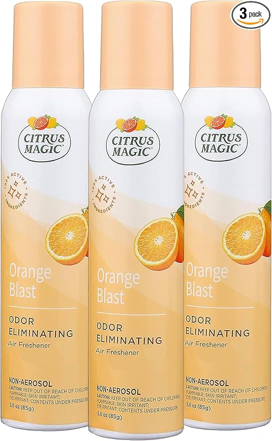 Citrus Magic Odor Eliminator Air Freshener Spray for Home, Orange Blast, 3-Ounce, Pack of 3