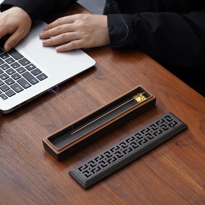 Incense Holder for Sticks，Ceramic Insence-Stick Holder Ash Catcher，Incense Holder Timkburner for Meditation Yoga Spa Room Decor