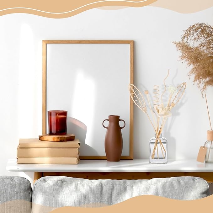 Queekay 32 Pcs Reed Diffuser Sticks Set Include 21pcs Natural Rattan Wood Beads, 11 Style Fragrance Diffuser, Rattan Reed Fragrance Replacement for Home(Wooden Color)