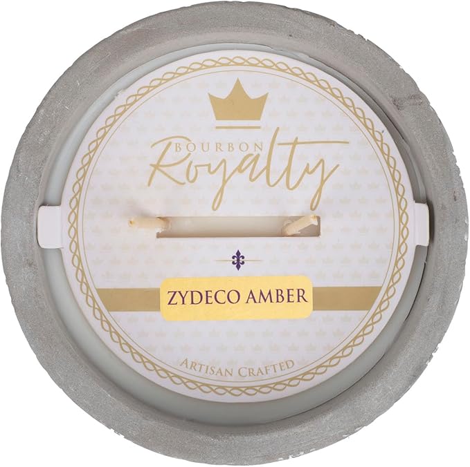 Classic Damask Pattern Large 16 Ounce Stone/Wax Scented Votive Jar Candle for Home or Office, Zydeco Amber, Grey/White, BRY-ZA-16DS