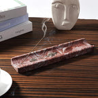 Koville Marble Incense Holder, Incense Holder for Sticks, Incense Sticks Holder Ash Catcher for Meditation Yoga SPA, Natural Stone Incense Burner, Home Table Decor (Red)