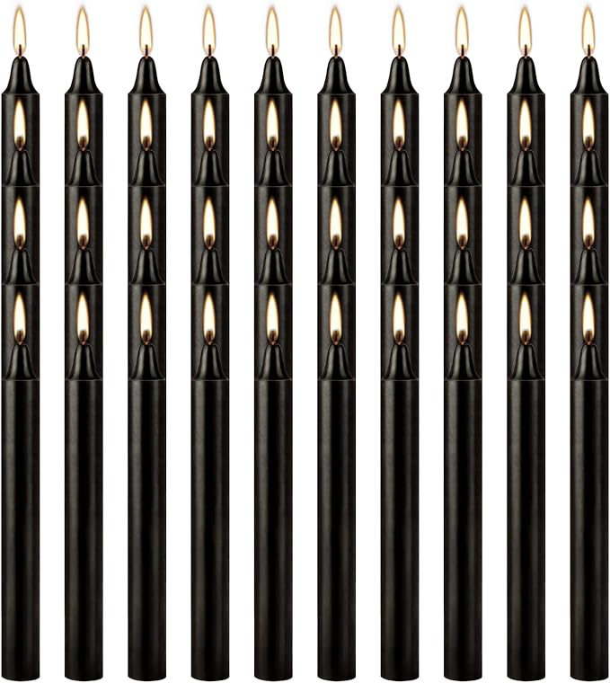 40-Pack of 4-Inch Black Taper Candles - Smokeless, Long-Burning (1.5 Hours Each) - Ideal for Dinners, Parties, Ceremonies, and Shabbat Observances