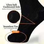 +MD Crew Socks for Men 6 Pairs, Viscose Bamboo Socks, Mens Dress Socks with Soft Cushioned, Smell Control, Black White