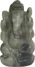 REAL-GEMS Labrodroite Lord Ganesha Idol Sculpture Statue Hand Carved Decorative Healing Reiki Gemstone Figurines Crafts Approximately 207 Ct.