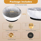 Natural Marble Incense Holder for Sticks – Handmade Incense Burner with 9 Holes, Ideal for Smudging, Meditation, and Aromatherapy – Large Size to Catch Ash, Perfect for Home Décor