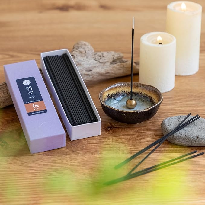 Asayu Japanese Low Smoke Incense Sticks Plum Blossom Scent 20g (0.71 oz), Made in Japan Quality Incense for Morning Yoga, Meditation, Relaxation