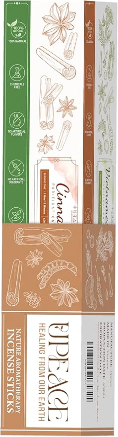 Organic-Incense-Sticks-Non-Toxic-Variety Pack (131 Agarbatti Sticks) | 75 Minutes Long Lasting Burn for Positive Vibes, Meditation with Natural Vietnamese Herbal Scents, no Synthetic Essential Oils