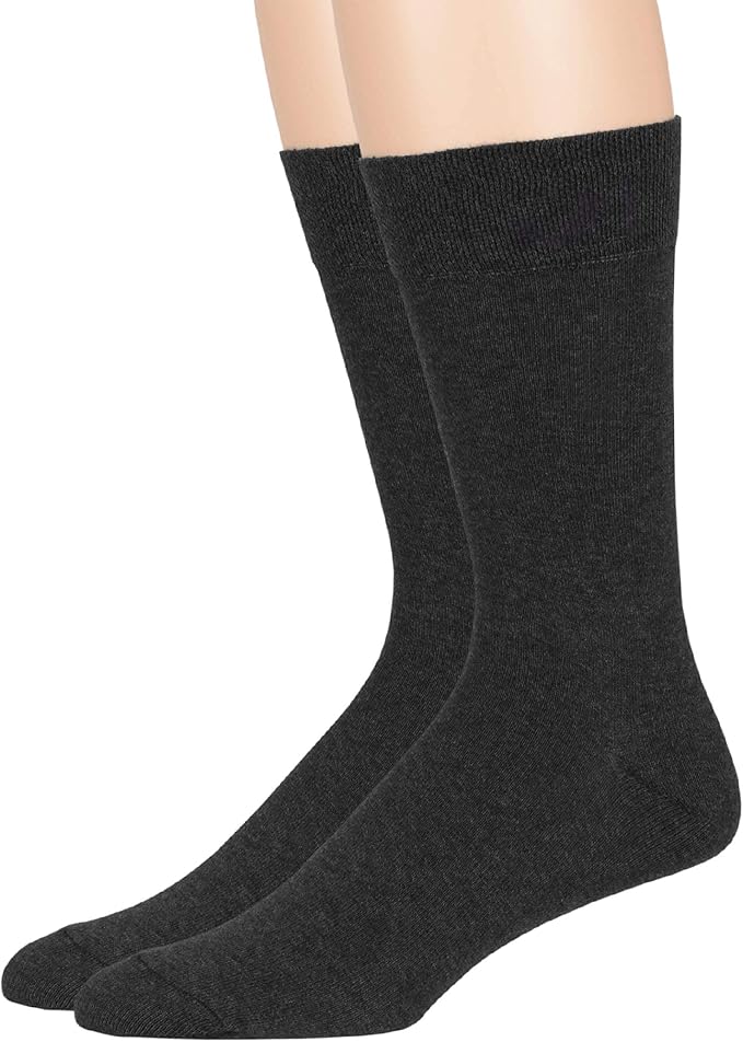 7BigStars Mens Dress Socks – 6 Pairs Crew, Soft Stay Up, Cotton Comfort for Business, Office, Big and Tall, Breathable