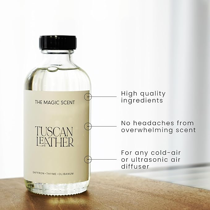 Tuscan Leather Diffuser Oil - Hotel & Home Luxury Scents - Diffuser Oil Scents for Home Designed for Use in All Diffusers - 16.9 fl oz, 500 mL