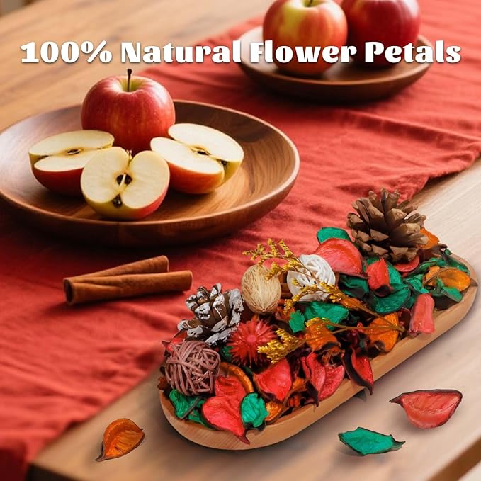 STRN Potpourri Bowl Filler – Cinnamon&Apple Scented Dried Flower Bags, Bowl Vase Filler, Decorative Potpourri for Vase or Bathroom – Long-Lasting Fresh Aroma Gift for Home Decor