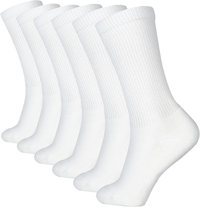 +MD Crew Socks for Men 6 Pairs, Viscose Bamboo Socks, Mens Dress Socks with Soft Cushioned, Smell Control, Black White