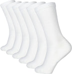 +MD Crew Socks for Men 6 Pairs, Viscose Bamboo Socks, Mens Dress Socks with Soft Cushioned, Smell Control, Black White