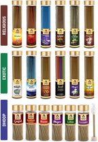 The Aroma Factory Organic Incense Sticks Aromatic Fragrances | Rose, Mogra, Kewda & Lavender | No Charcoal, Scented Incense | Herbal Pooja Agarbatti | 4x100g Jute Bag Giftset