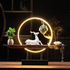 Deer Statue Backflow Incense Burner,Backflow Lotus Heart Incense Burner, Incense Waterfall Fountain Holder,with Adjustable LED Light Ring, USB Powered, Compatible with Cone and Stick Incense