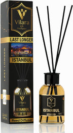 Istanbul Reed Diffuser Set - Luxury Reed Diffusers for Home - Natural Sticks, Long-Lasting Scent - Bathroom, Bedroom, Living Room Decor for Table, Shelves, Nightstand - 3.72 fl oz