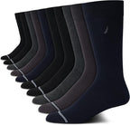 Nautica Mens Dress Socks - 10 Pack Breathable Stretch Crew-Length Work Socks for Men for Business Formal Wear (Sizes: 6-12.5)