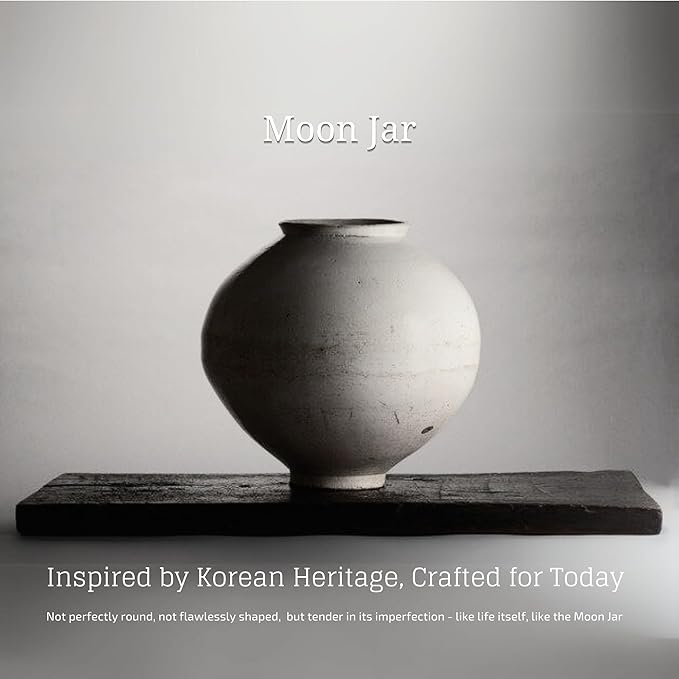 Moon Jar Incense Holder Set – Korean Home Decor with Upcycled Oyster Shell Stand, Aesthetic Tabletop Gift, Ceramic Art Figurine for Room Decoration