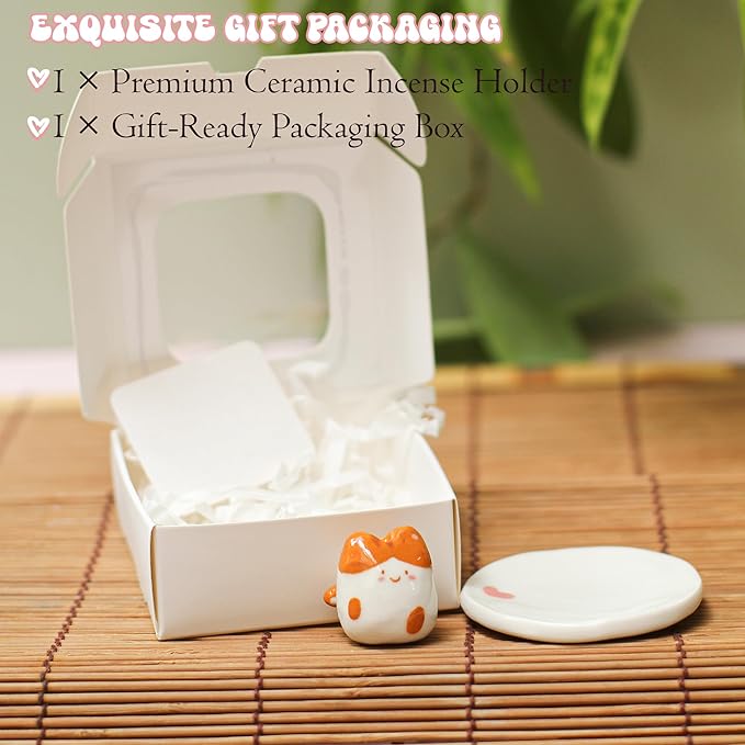 Handmade Ceramic Incense Holder for Sticks, Incense Plate for Stick with Ash Catcher Anti-ash, Incense Burner for Meditation Yoga Spa Aromatherapy Home Room Decor Easily Grab Ash