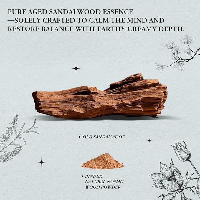 Meditate & Unwind - Innergy Old Sandalwood Incense Sticks, 100% Pure Meditation Incense, 40 Min Burn