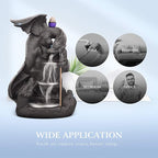 Ceramic Dragon Backflow Incense Holder Waterfall Incense Burner, Smoke Incense Holder, with 70 Backflow Incense Cones + 50 Incense Stick, 1 Mat, 1 Tweezers Home Decor (Brown-Light Dragon)